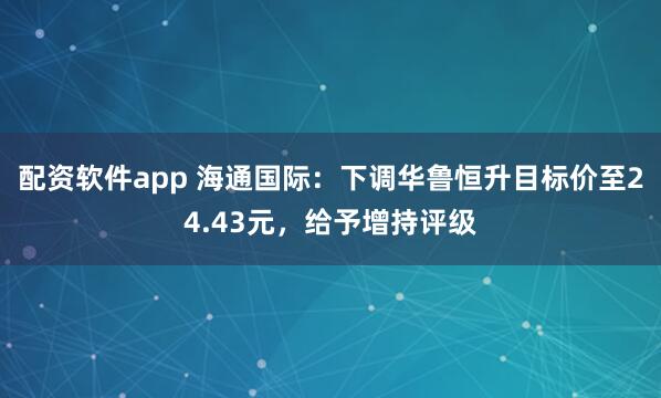 配资软件app 海通国际：下调华鲁恒升目标价至24.43元，给予增持评级
