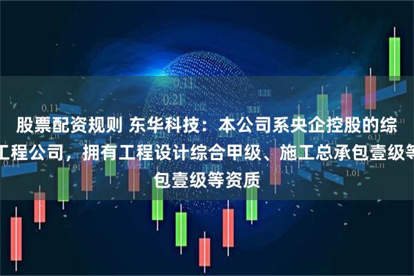 股票配资规则 东华科技：本公司系央企控股的综合型工程公司，拥有工程设计综合甲级、施工总承包壹级等资质