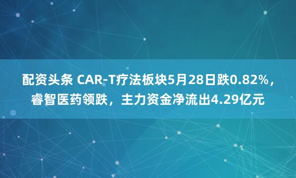 配资头条 CAR-T疗法板块5月28日跌0.82%，睿智医药领跌，主力资金净流出4.29亿元